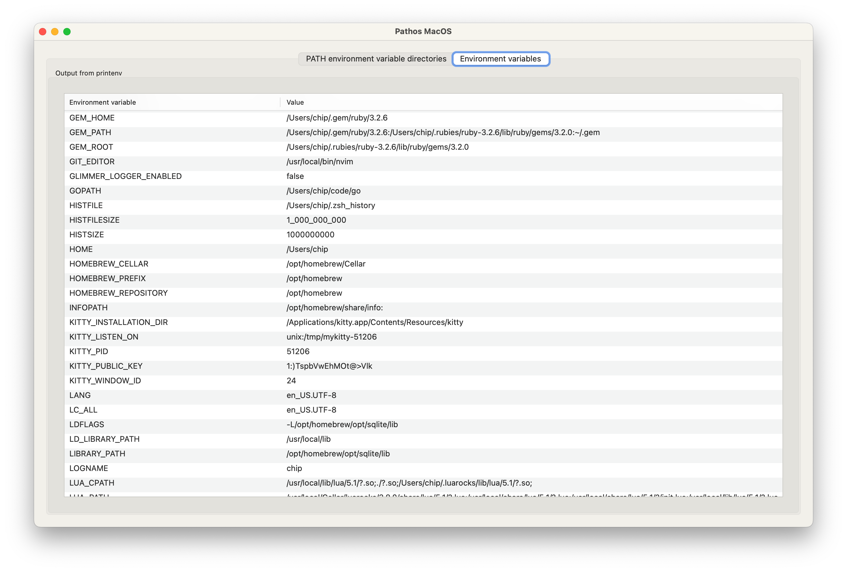 Environment variables